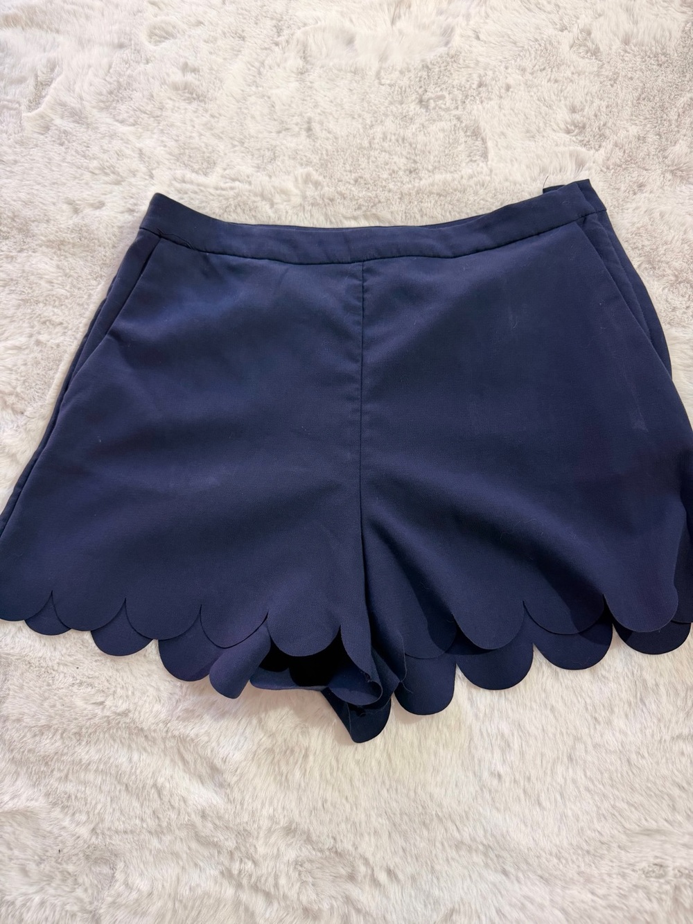 H&M Navy Scalloped Hem High-Rise Shorts